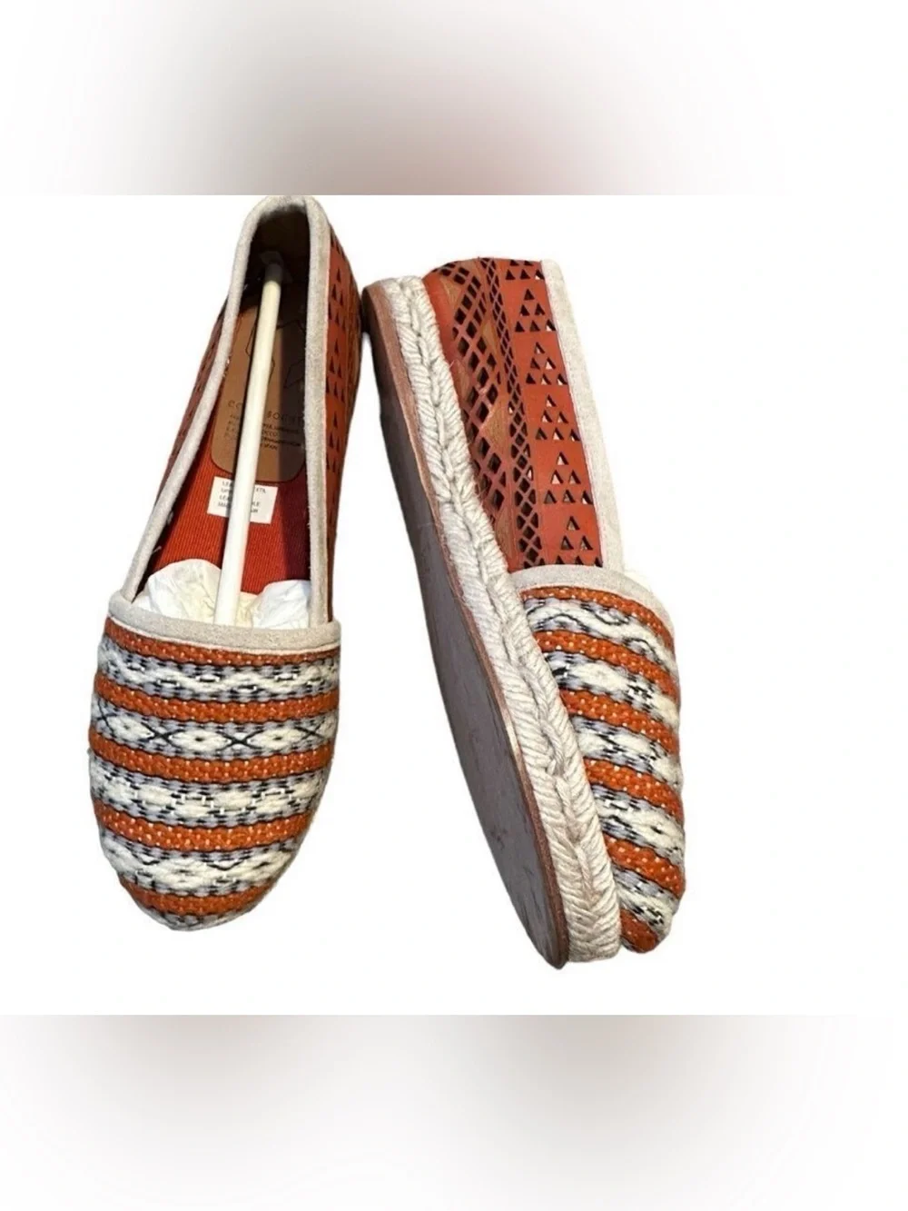 NWOB Cobra Society Women Wool & Leather Laser Cut Tapestry Espadrilles Size 7